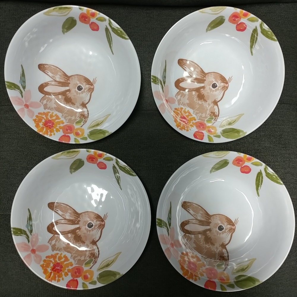 Bunny Rabbit Melamine Cereal Bowl 4pc Set - Picture 3 of 11